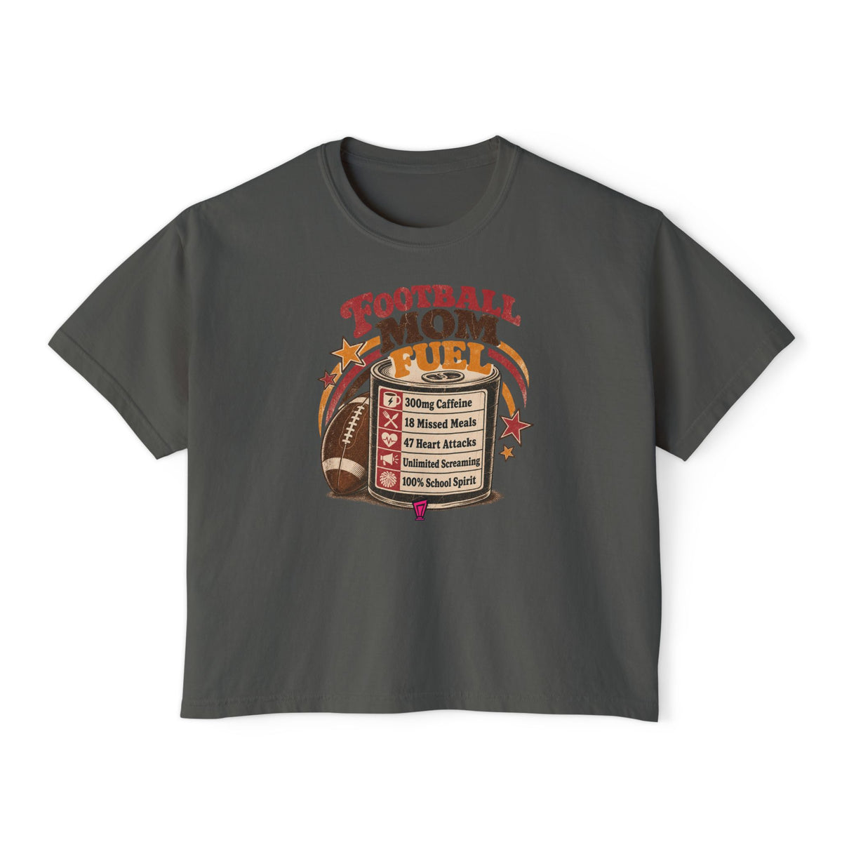 Football Mom Fuel Boxy Tee — Vintage Football Mom T‑Shirt