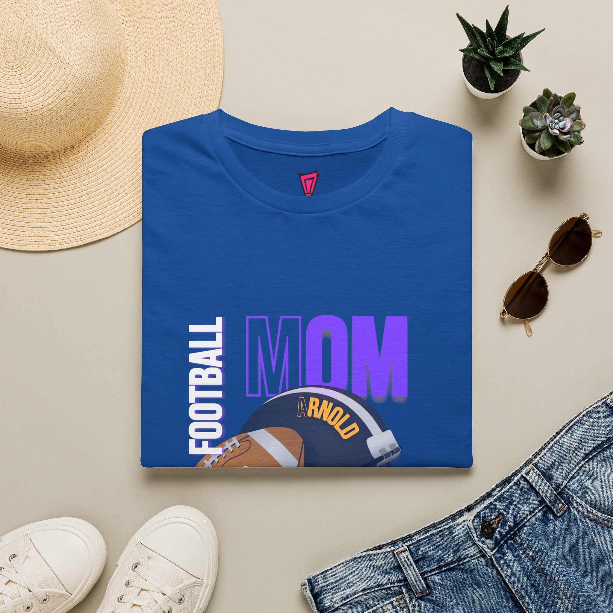 Football Mom T-Shirt — Personalized Team Helmet Wildcats Tee