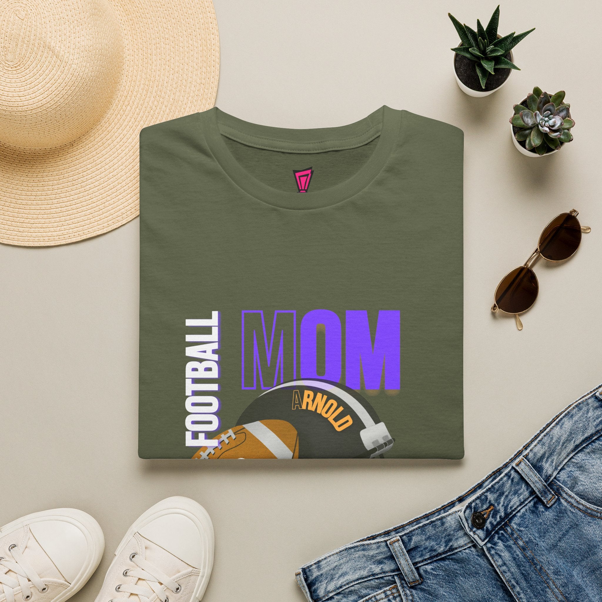 Football Mom T-Shirt — Personalized Team Helmet Wildcats Tee