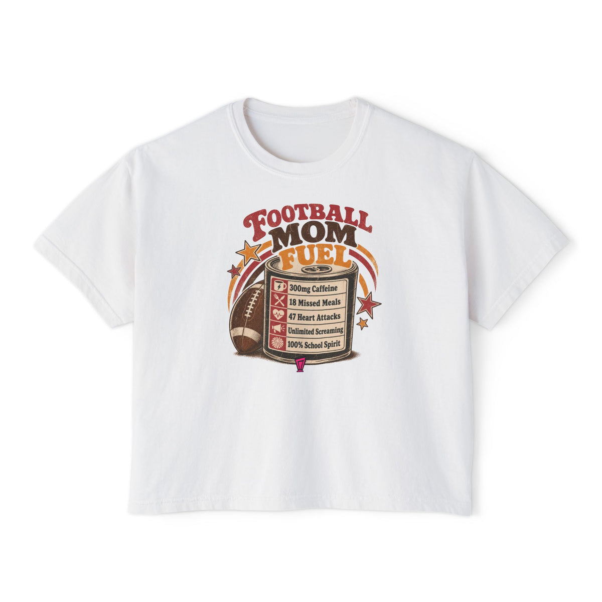 Football Mom Fuel Boxy Tee — Vintage Football Mom T‑Shirt