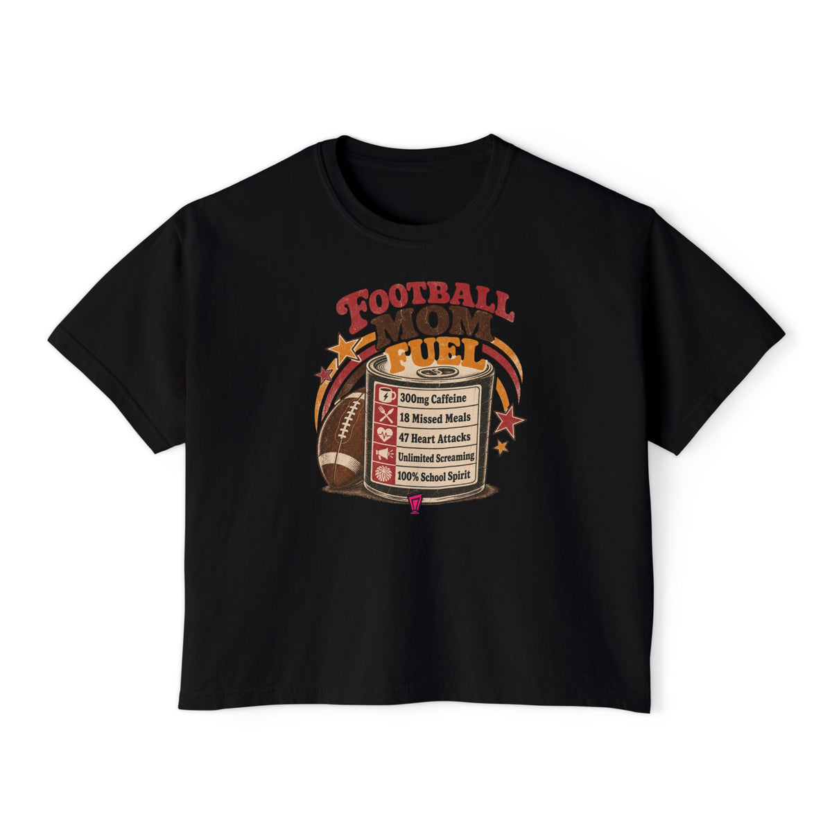 Football Mom Fuel Boxy Tee — Vintage Football Mom T‑Shirt