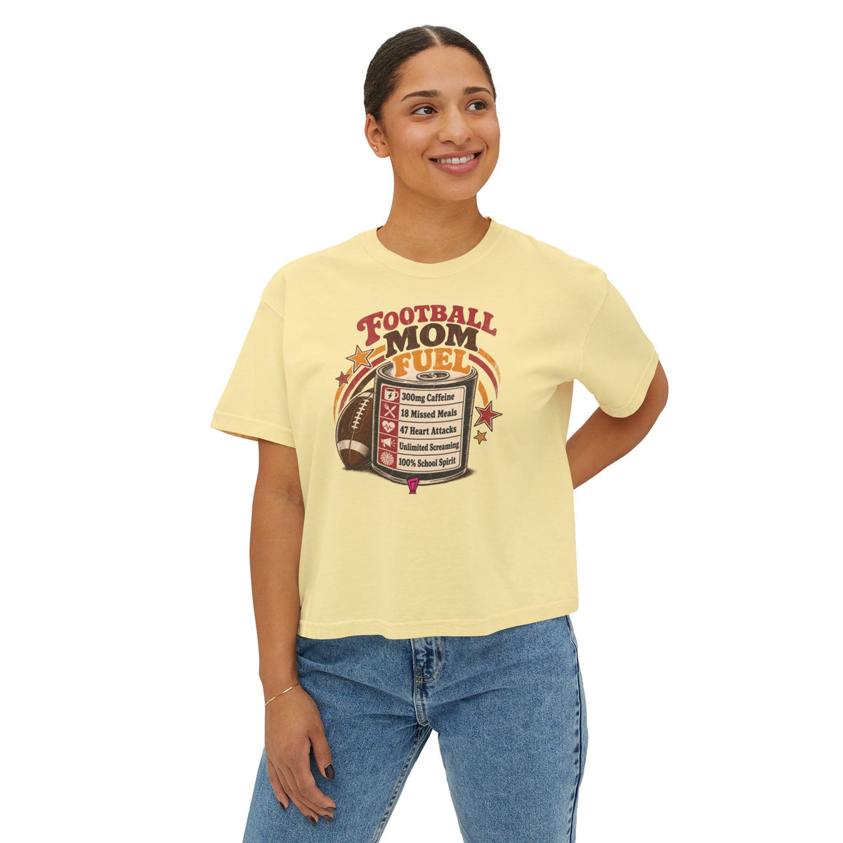 Football Mom Fuel Boxy Tee — Vintage Football Mom T‑Shirt