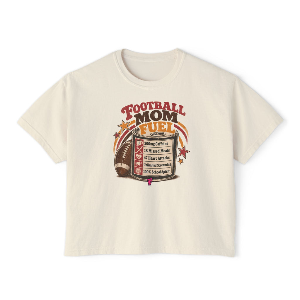 Football Mom Fuel Boxy Tee — Vintage Football Mom T‑Shirt