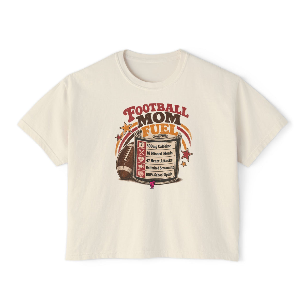 Football Mom Fuel Boxy Tee — Vintage Football Mom T‑Shirt
