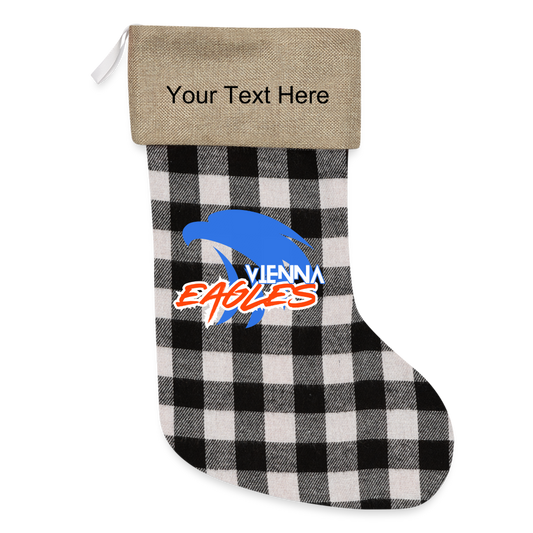 Customizable Vienna Eagles Plaid Christmas Stocking - white/black