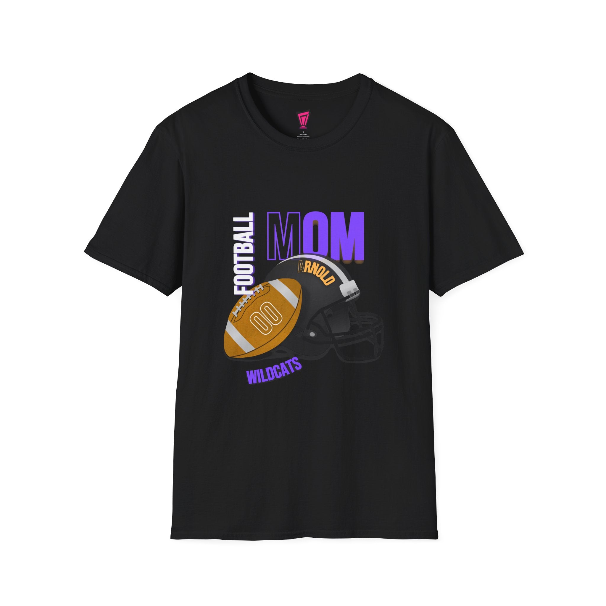 Football Mom T-Shirt — Personalized Team Helmet Wildcats Tee