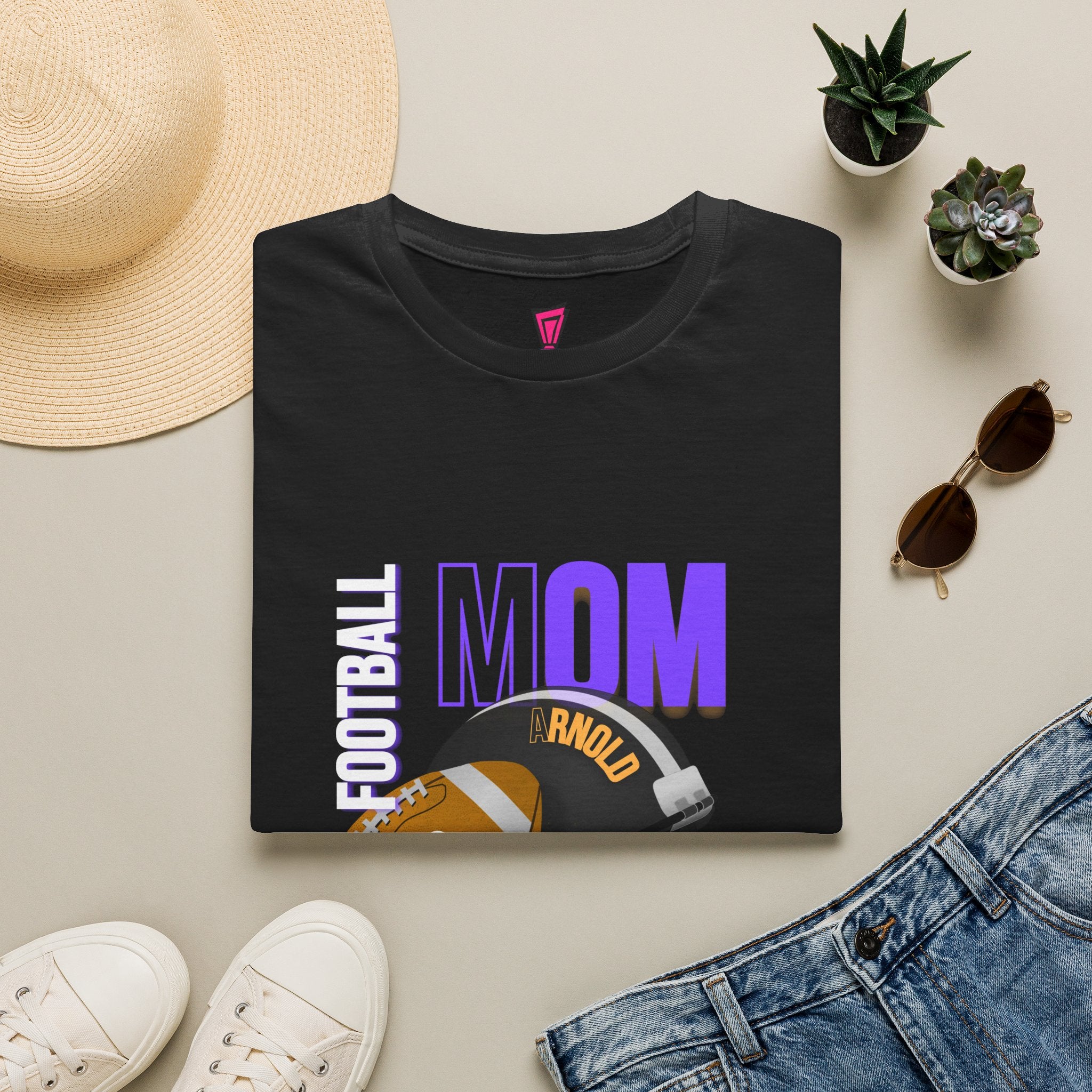 Football Mom T-Shirt — Personalized Team Helmet Wildcats Tee