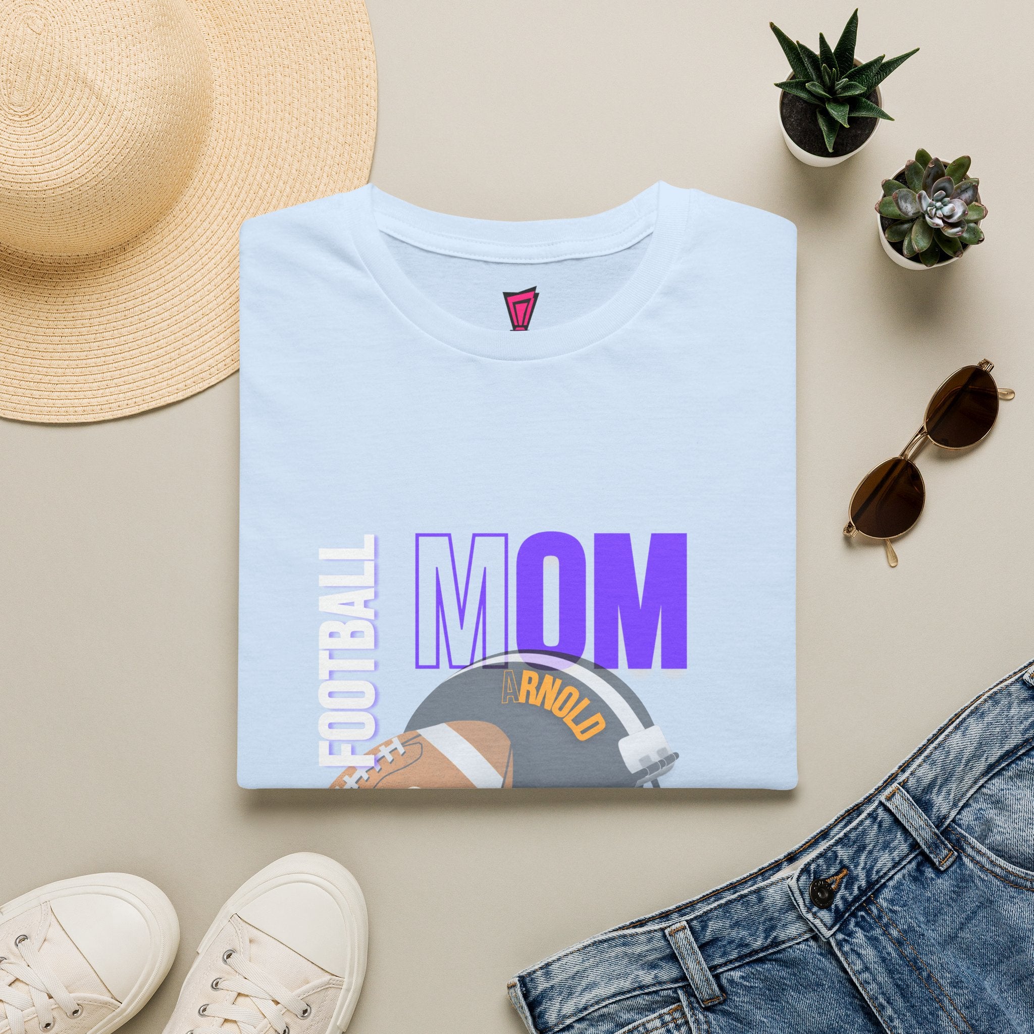 Football Mom T-Shirt — Personalized Team Helmet Wildcats Tee