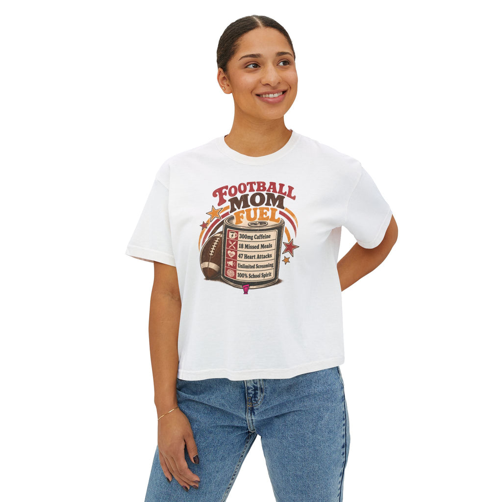 Football Mom Fuel Boxy Tee — Vintage Football Mom T‑Shirt