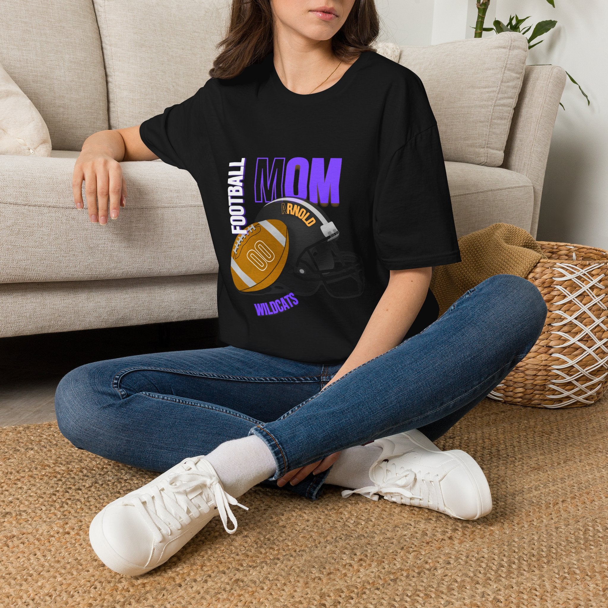 Football Mom T-Shirt — Personalized Team Helmet Wildcats Tee