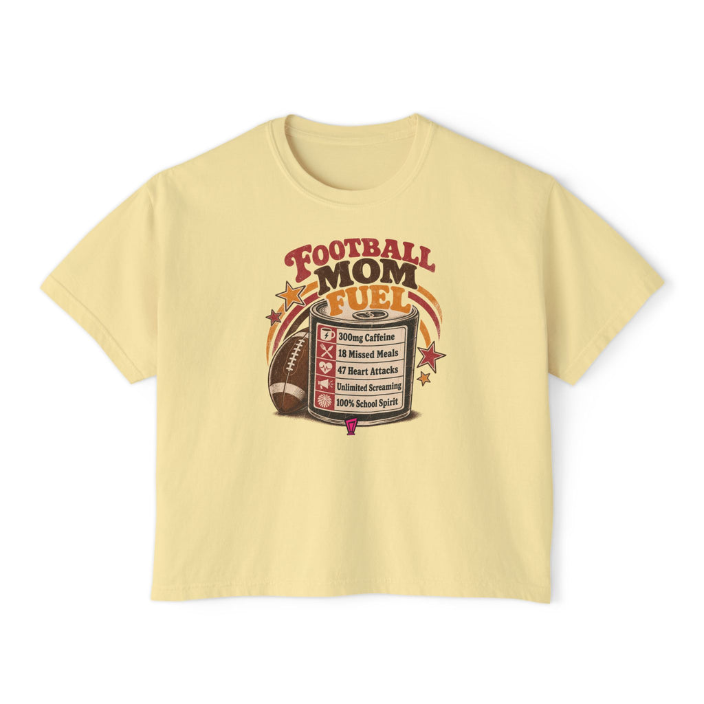 Football Mom Fuel Boxy Tee — Vintage Football Mom T‑Shirt