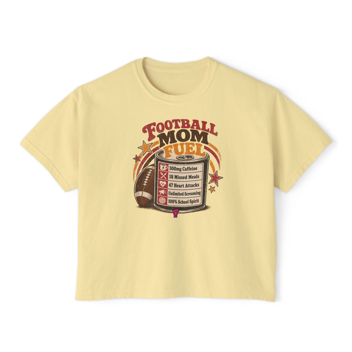 Football Mom Fuel Boxy Tee — Vintage Football Mom T‑Shirt