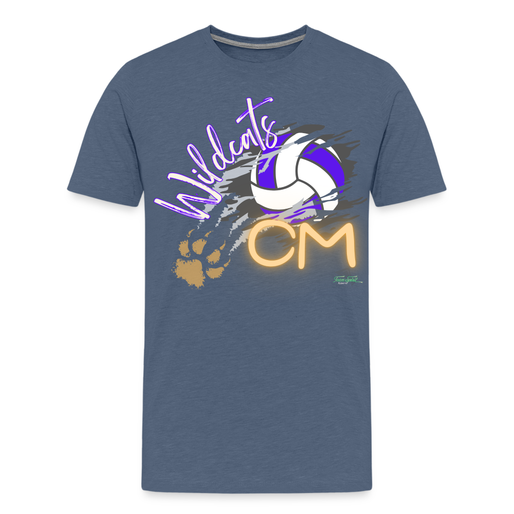 Carrier Mills Wildcats Vollyball Premium T-Shirt - heather blue