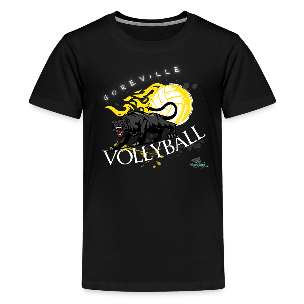 Kids' Goreville Blackcats Vollyball “on fire” Premium T-Shirt - black