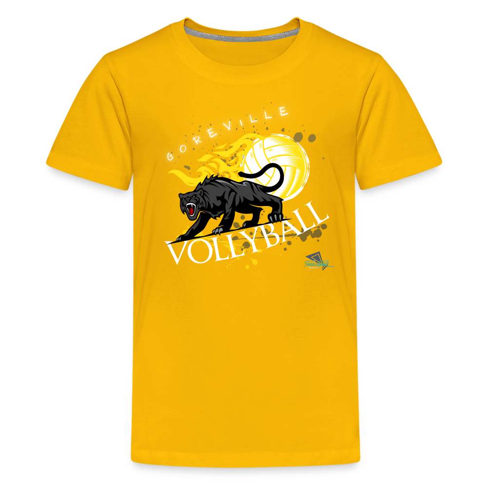 Kids' Goreville Blackcats Vollyball “on fire” Premium T-Shirt - sun yellow