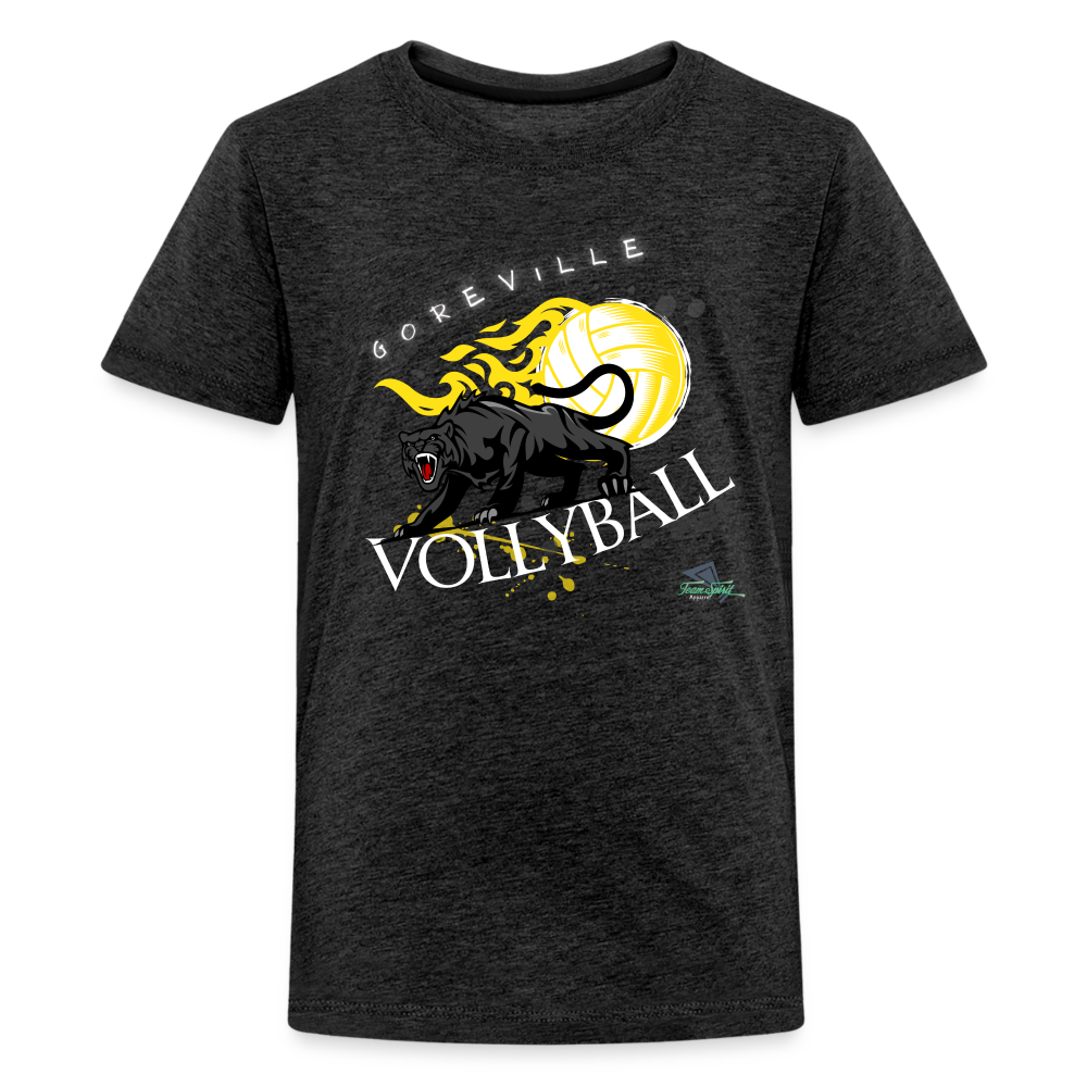 Kids' Goreville Blackcats Vollyball “on fire” Premium T-Shirt - charcoal grey