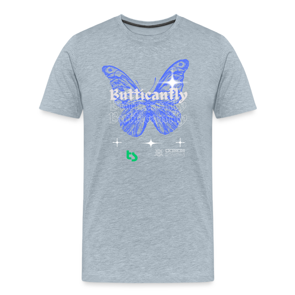 Men’s Premium Butticanfly TShirt - heather ice blue