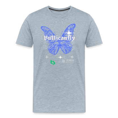 Men’s Premium Butticanfly TShirt - heather ice blue