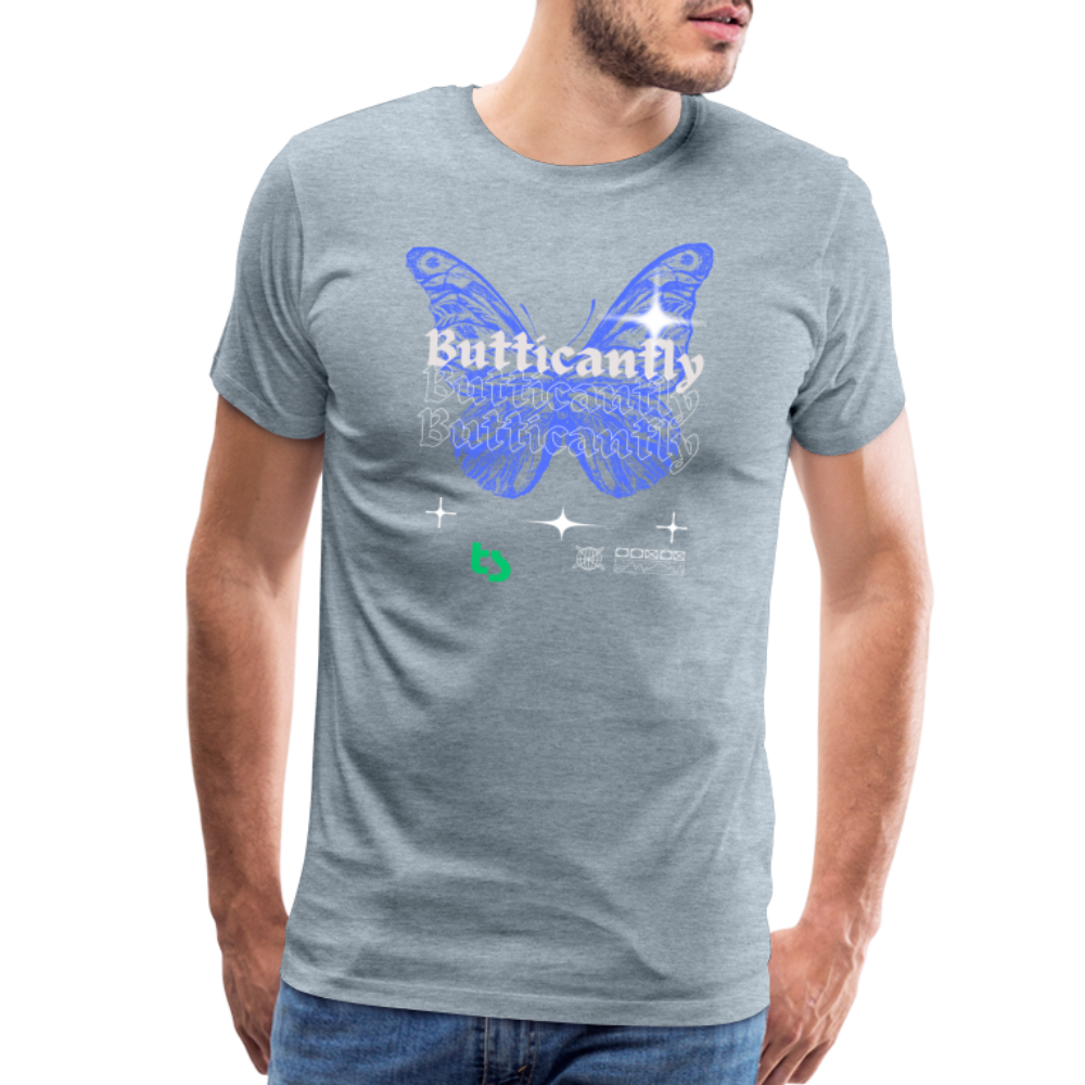 Men’s Premium Butticanfly TShirt - heather ice blue