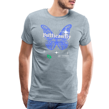 Men’s Premium Butticanfly TShirt - heather ice blue