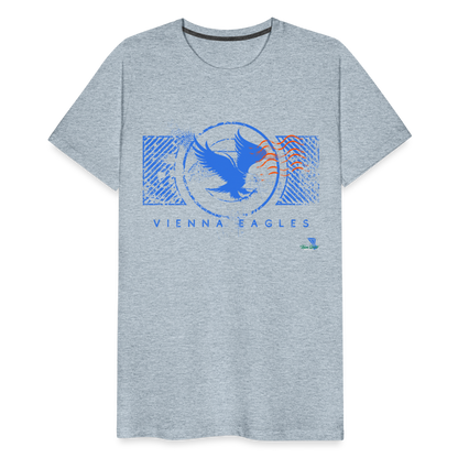 Vienna High School Eagles Royal Stamped Premium T-Shirt - heather ice blue