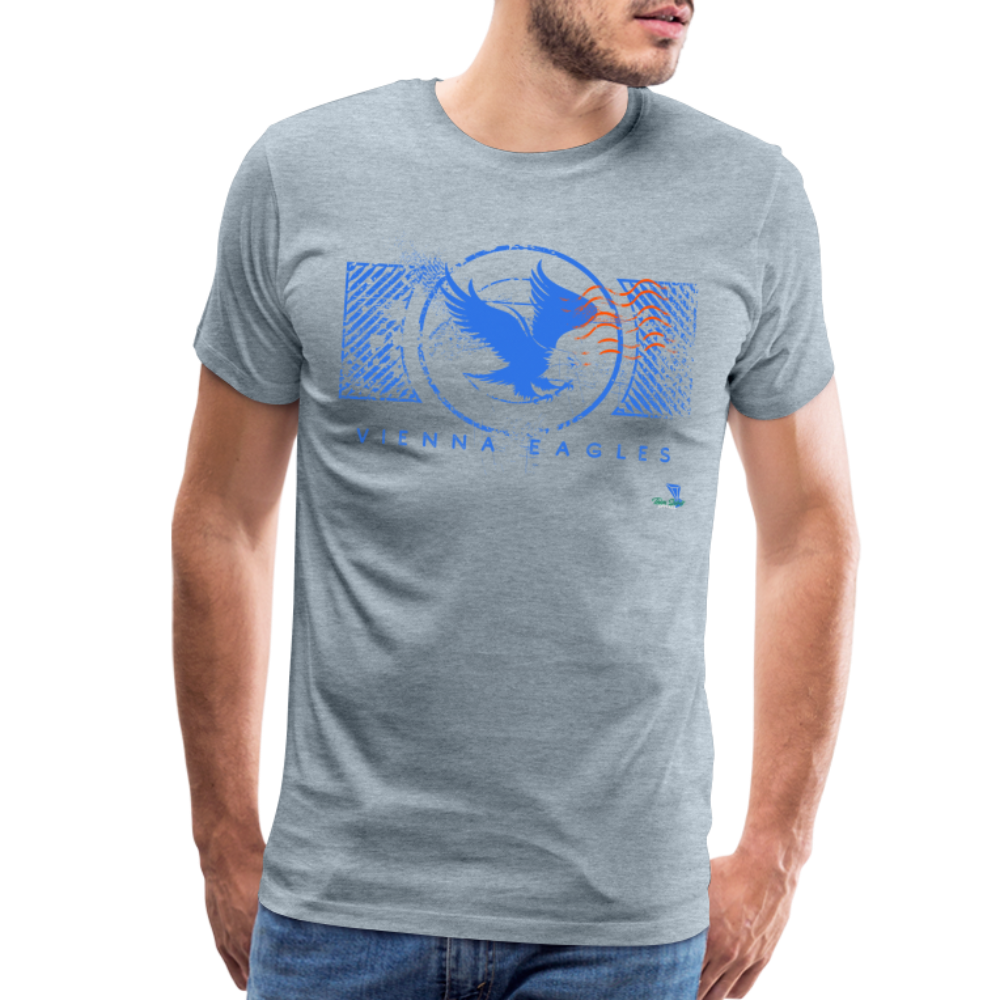 Vienna High School Eagles Royal Stamped Premium T-Shirt - heather ice blue