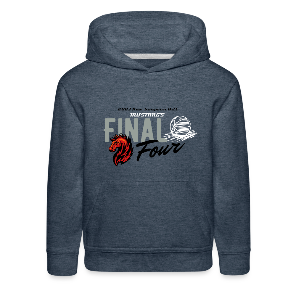 New Simpson Hill Mustangs "Final Four" Kids‘ Premium Hoodie - heather denim