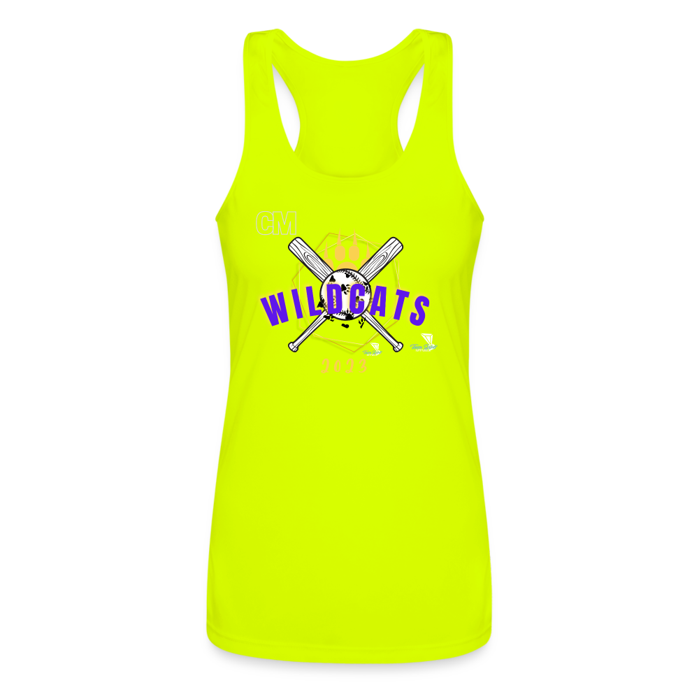 Women's Carrier Mills Wildcats Softball Premium Racerback Tank Top - neon yellow