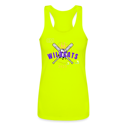 Women's Carrier Mills Wildcats Softball Premium Racerback Tank Top - neon yellow